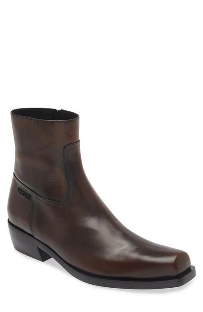 Versace Medusa Leather Boot Ebony- Ruthenium at Nordstrom,