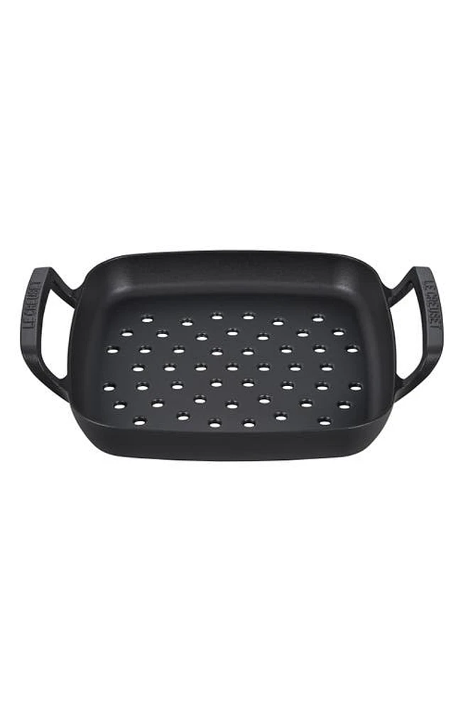 Le Creuset Alpine Cast Iron Square Grill Basket in Matte Black at Nordstrom