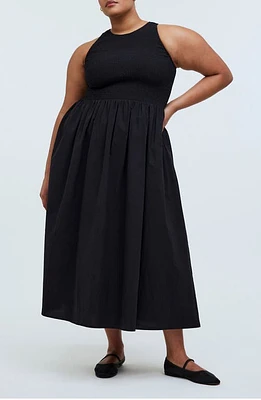 Madewell Smocked Sleeveless Dress True Black at Nordstrom,