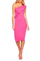 Susana Monaco One-Shoulder Ruffle Cocktail Dress Hot Pink at Nordstrom,