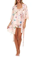 Flora Nikrooz Sabrina Floral Print Satin Short Pajamas & Robe Set at Nordstrom,