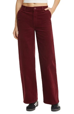 Brixton Victory High Waist Wide Leg Cotton Pants Dark Burgundy at Nordstrom,