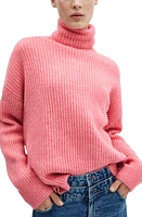 MANGO Side Slit Turtleneck Sweater Coral at Nordstrom,