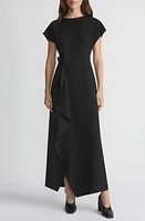 Lafayette 148 New York Tie Front Draped Crepe Dress Black at Nordstrom,