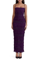 HOUSE OF CB Solana Pleated Ruffle Sequin Body-Con Dress Dark Purple at Nordstrom,