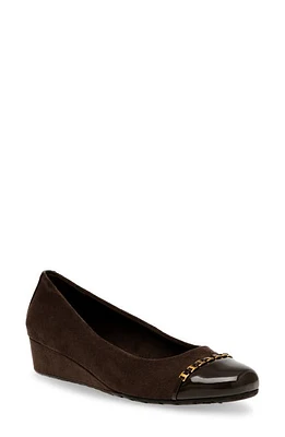 Anne Klein Moxy Leather Wedge Dark Brown at Nordstrom,