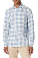 Bugatchi Julian Shaped Fit Linen Button-Up Shirt Classic Blue at Nordstrom,