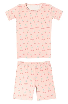 Copper Pearl Kids' Cheery Cherry Fitted Two-Piece Short Pajamas in Overflow at Nordstrom