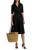 Lauren Ralph Belted Cotton Blend Shirtdress Polo Black at Nordstrom,