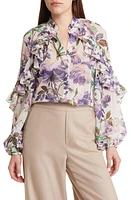 KOBI HALPERIN Phoenix Floral Print Ruffle Blouse Ivory Multi at Nordstrom,