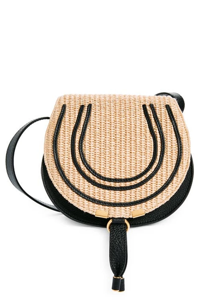 Chloé Small Marcie Raffia & Leather Crossbody Bag in Hot Sand 24P at Nordstrom