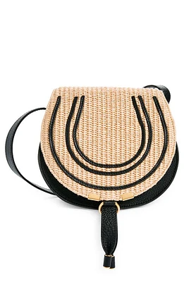 Chloé Small Marcie Raffia & Leather Crossbody Bag in Hot Sand 24P at Nordstrom