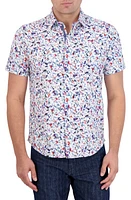 Robert Graham Bavaro Floral Short Sleeve Cotton Knit Button-Up Shirt White Multi at Nordstrom,