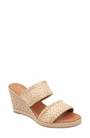 André Assous Nolita Raffia Espadrille Platform Wedge Slide Sandal Natural/Platino at Nordstrom,