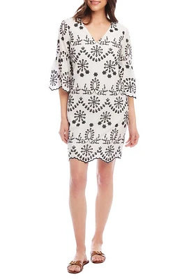 Karen Kane Cotton Eyelet Dress Off White W/Black at Nordstrom,