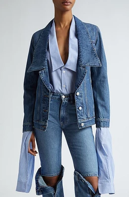 Coperni Notched Lapel Denim Jacket Blue at Nordstrom,