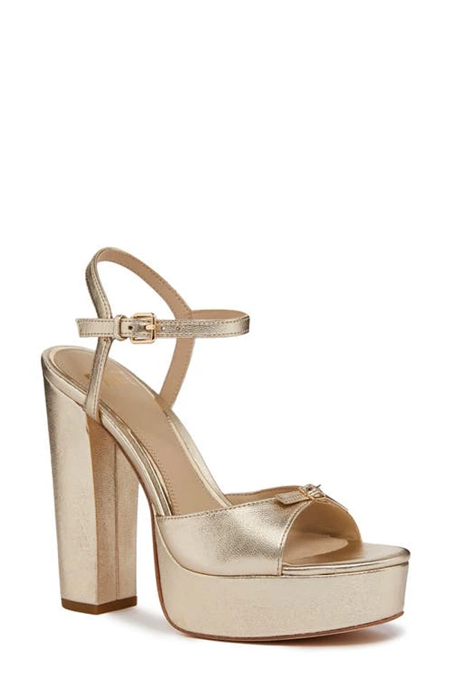 PAIGE Chase Ankle Strap Platform Sandal in Light Gold at Nordstrom, Size 9.5