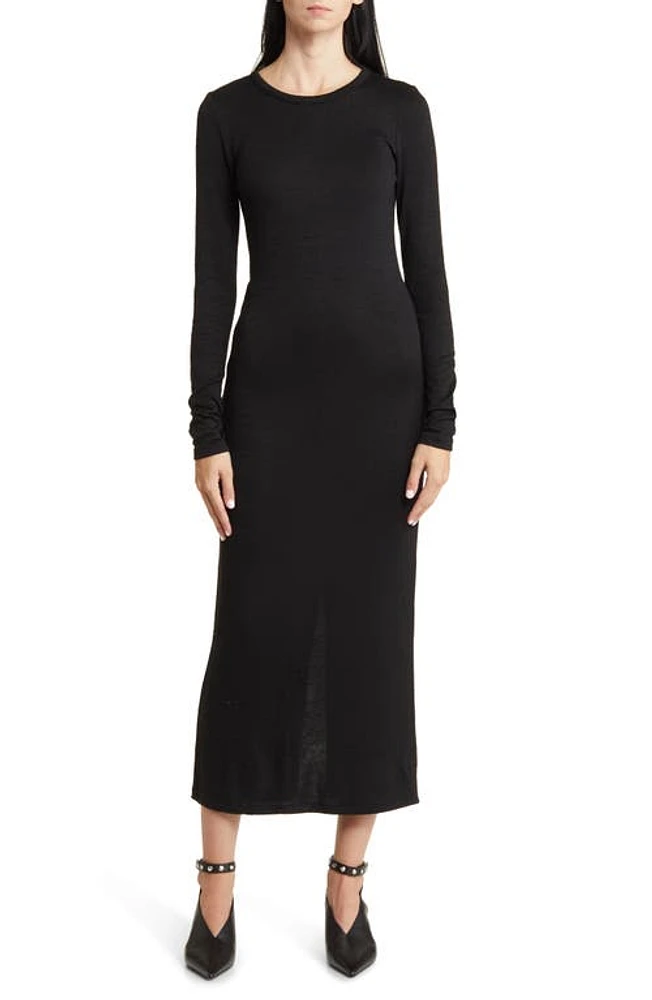 rag & bone The Knit Long Sleeve Maxi Dress Black at Nordstrom,