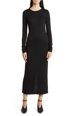 rag & bone The Knit Long Sleeve Maxi Dress Black at Nordstrom,