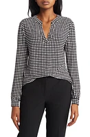 Anne Klein Pearly Dot Split Neck Blouse Black/Anne White at Nordstrom,