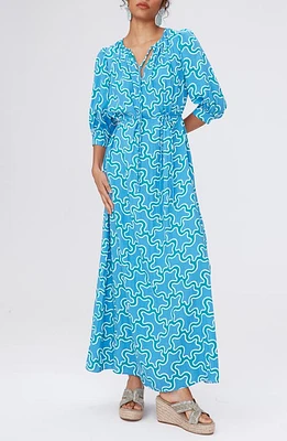 Diane von Furstenberg Drogo Geometric Print Maxi Dress Cloud Patch Blue Med at Nordstrom,