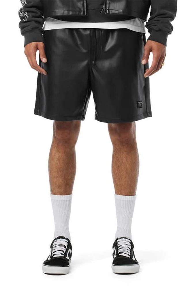 Hudson Jeans Faux Leather Drawstring Shorts in Black at Nordstrom, Size Small