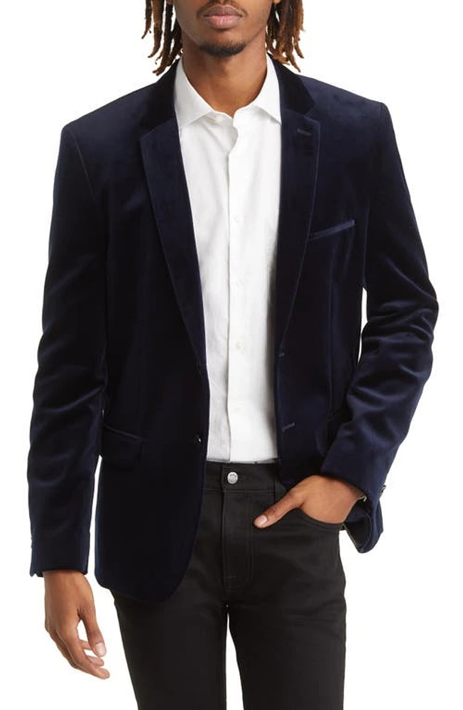 HUGO Art Velveteen Blazer in Dark Blue at Nordstrom, Size 38