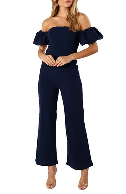 Petal & Pup Tamra Off the Shoulder Jumpsuit Navy at Nordstrom,