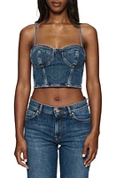 PURPLE BRAND Denim Corset Crop Top Dark Indigo at Nordstrom,