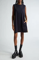 Sacai Sleeveless Mixed Media Shift Dress in Navy X Khaki Beige at Nordstrom, Size 4