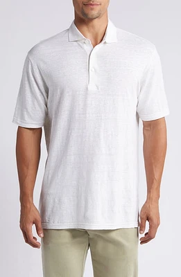 Peter Millar Crown Crafted Greystone Linen Polo Almond at Nordstrom,