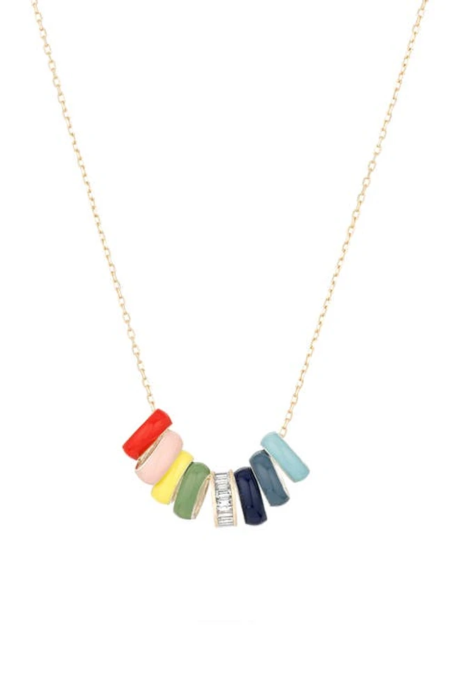 Adina Reyter Baguette Diamond Necklace in Gold/Rainbow Multi at Nordstrom, Size 16