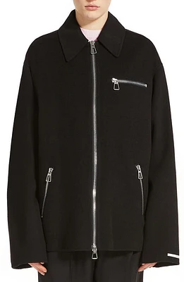 SPORTMAX Virgin Wool Zip Jacket Black at Nordstrom,