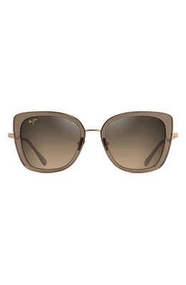 Maui Jim Violet Lake 53mm Polarized Round Sunglasses in Transparent Taupe With Gold at Nordstrom