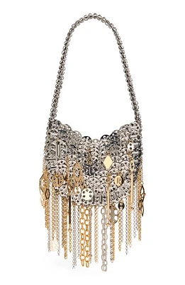 Rabanne 1969 Nano Iconic Tassel Shoulder Bag in Silver /Gold at Nordstrom