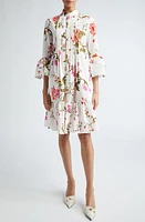 Erdem Floral Print Pleated Cotton Seersucker Shirtdress White at Nordstrom, Us