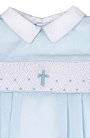 Carriage Boutique Christening Bodysuit Blue at Nordstrom,