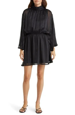 BTFL-life Metallic Long Sleeve Minidress Black at Nordstrom,