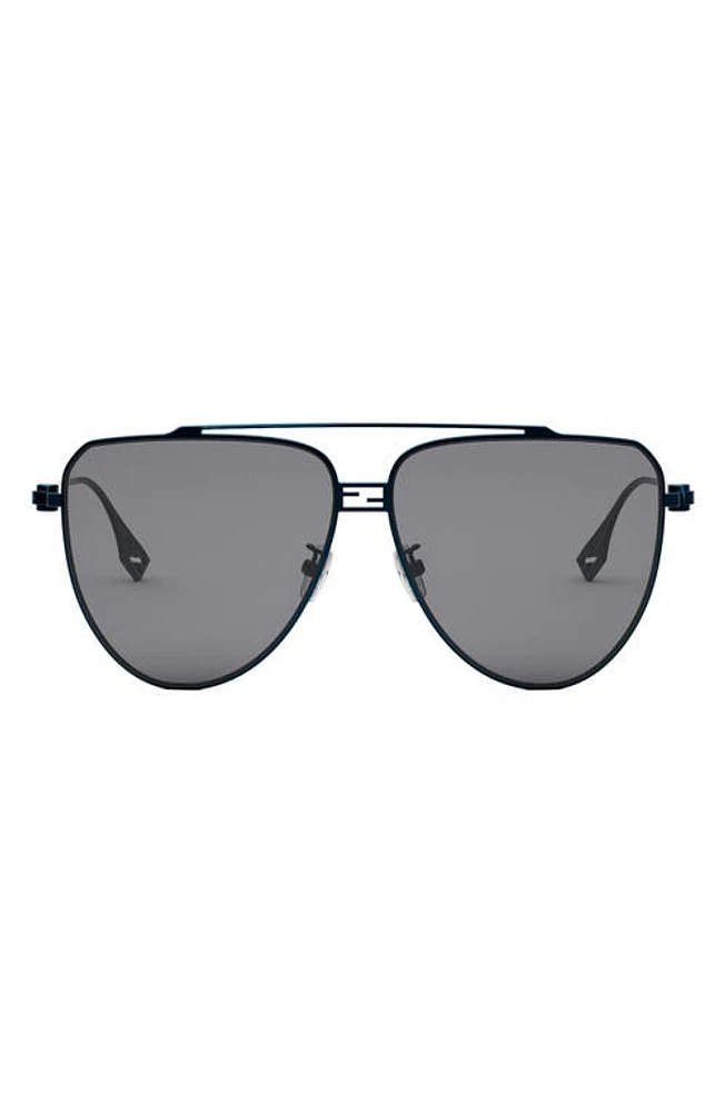 'Fendi Baguette 59mm Pilot Sunglasses in Shiny Blue /Smoke at Nordstrom