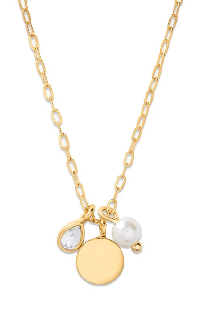 Brook and York Cecilia Crystal & Imitation Pearl Charm Pendant Necklace in Gold at Nordstrom