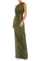 Mac Duggal Sequin One-Shoulder Column Gown at Nordstrom,