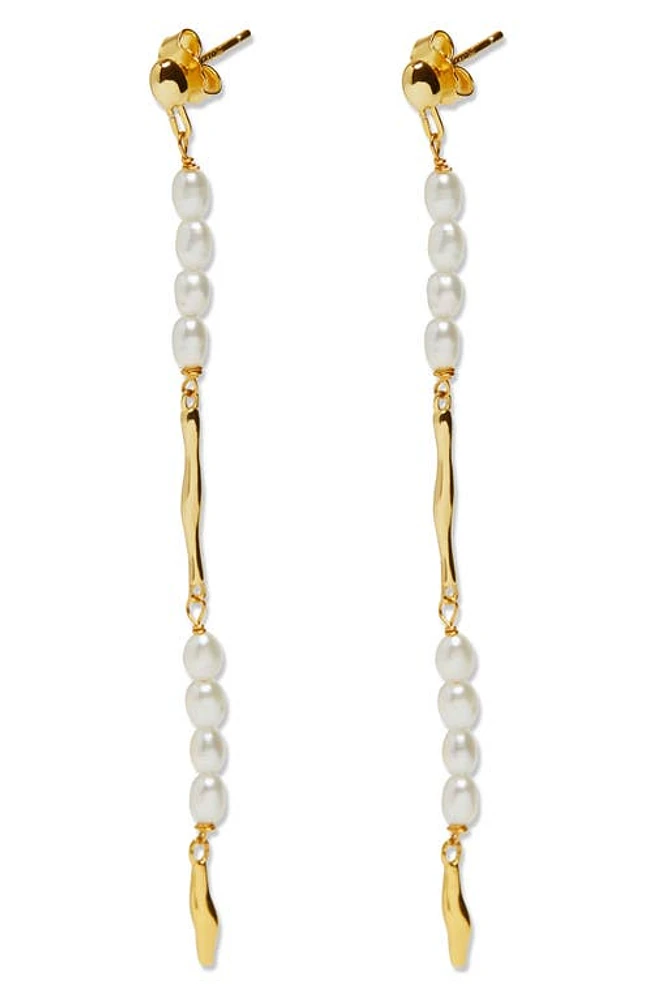 Argento Vivo Sterling Silver Freshwater Pearl Linear Drop Earrings in Gold at Nordstrom