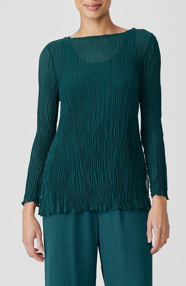 Eileen Fisher Bateau Neck Silk Tunic Aegean at Nordstrom,