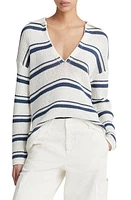 Vince Variegated Stripe Cotton Sweater Off White Combo at Nordstrom,