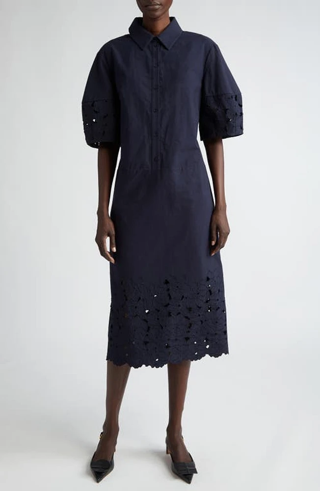 Erdem Floral Embroidered Shirtdress Navy at Nordstrom, Us