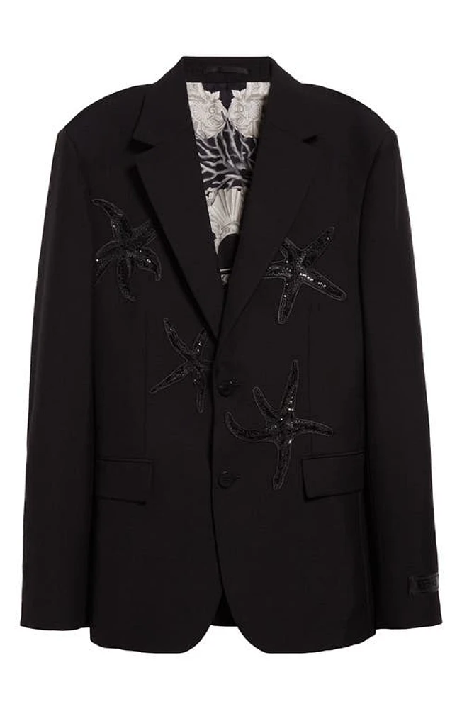 Versace Embellished Wool & Mohair Sport Coat Black at Nordstrom, Us