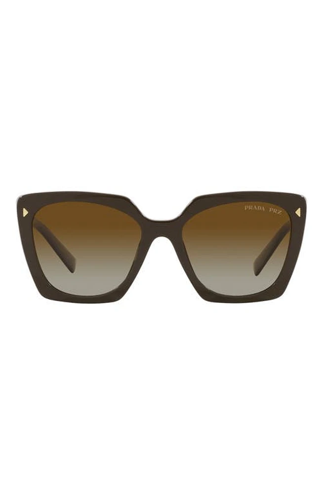 Prada 54mm Gradient Polarized Square Sunglasses in Brown Gradient at Nordstrom