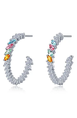 Lafonn Simulated Diamond & Created Sapphire Inside Out Hoop Earrings in Silver Multi at Nordstrom