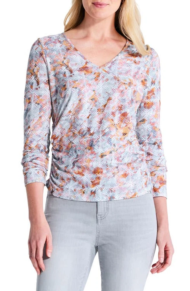 NZT by NIC+ZOE Print Long Sleeve Cotton Top in Pink Multi at Nordstrom, Size X-Small