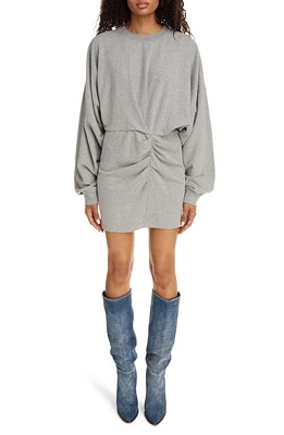 Isabel Marant Étoile Samuela Ruched Long Sleeve Cotton Sweater Dress Grey at Nordstrom, Us